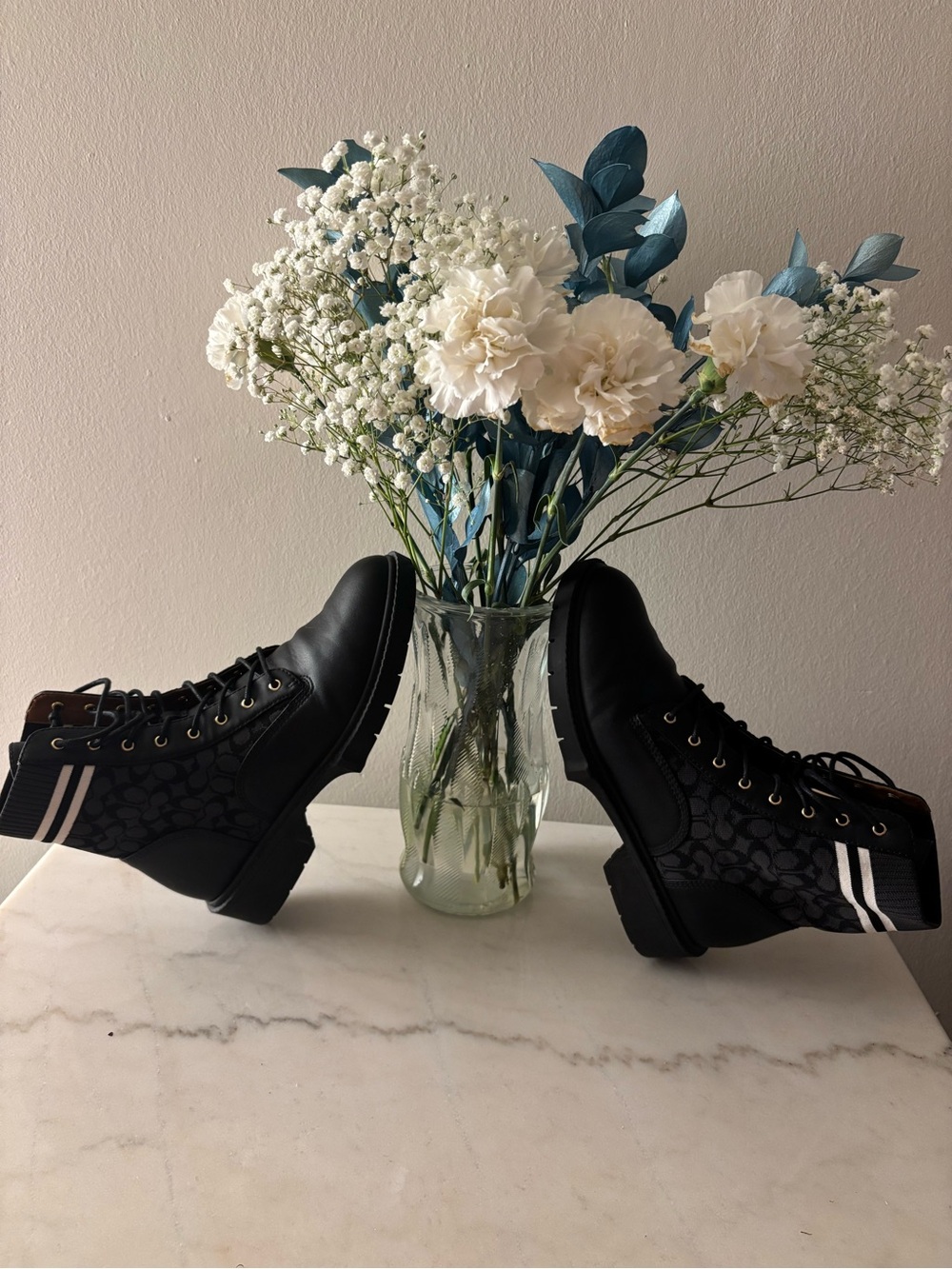 Coach Black and Tan Leather-Trimmed Knit Sneaker - Picture 2 of 6